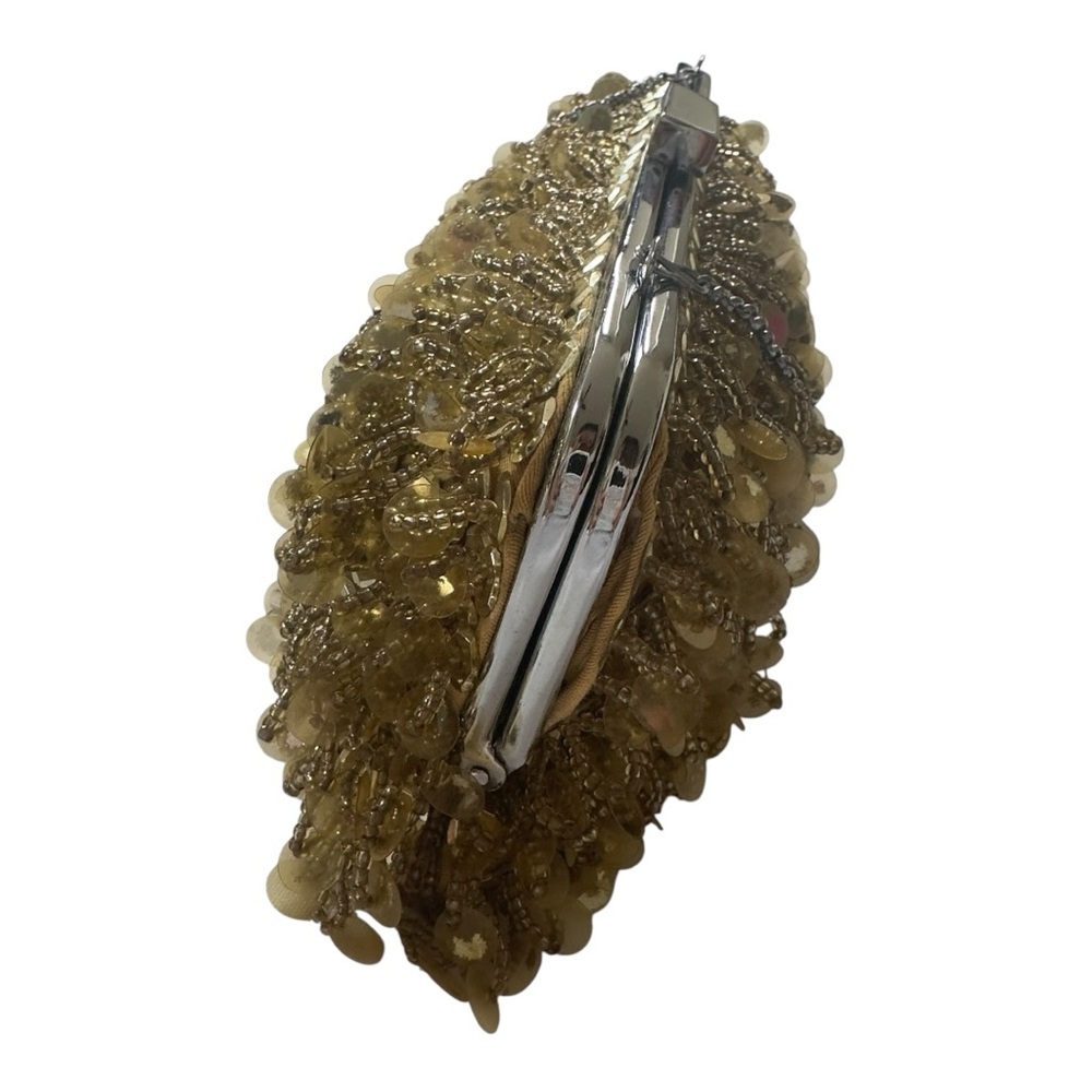 BCBG MAXAZRIA GOLD SEQUIN CLUCTCH W SATIN LINING Dazzling Gold Evening Clutch - Picture 11 of 13